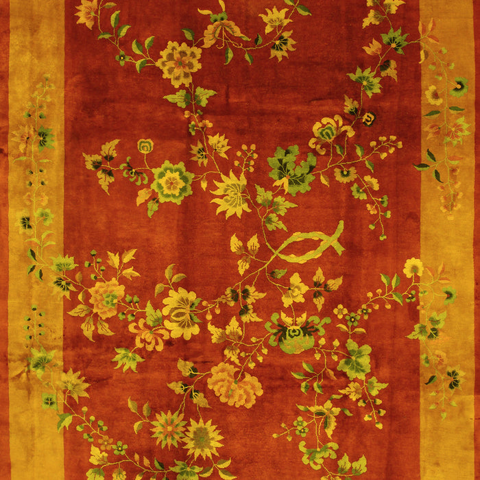 Machine Washable Oriental Yellow Asian Inspired Rug, wshtr58yw