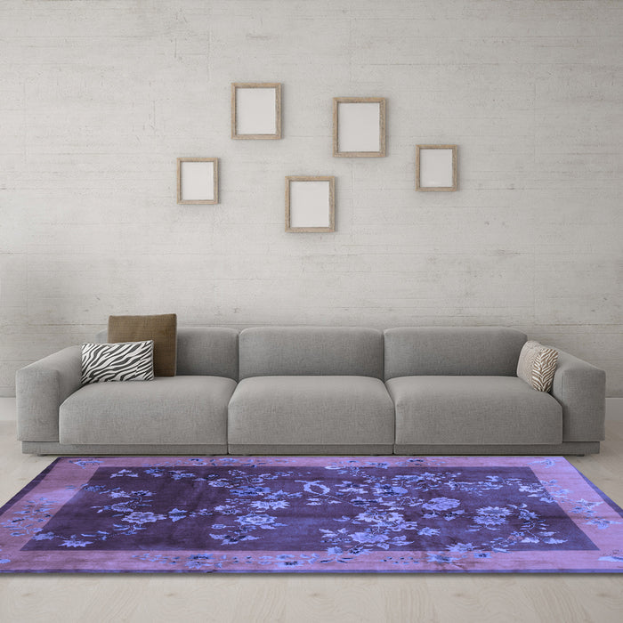 Machine Washable Oriental Blue Asian Inspired Rug in a Living Room, wshtr58blu