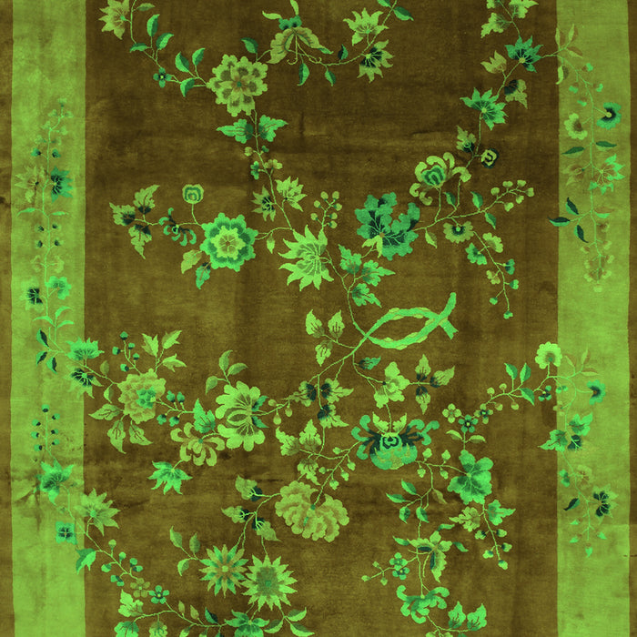Serging Thickness of Machine Washable Oriental Green Asian Inspired Area Rugs, wshtr58grn