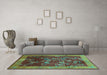 Machine Washable Oriental Turquoise Asian Inspired Area Rugs in a Living Room,, wshtr58turq