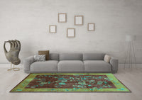 Machine Washable Oriental Turquoise Asian Inspired Rug, wshtr58turq