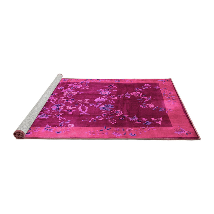 Sideview of Machine Washable Oriental Pink Asian Inspired Rug, wshtr58pnk