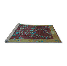 Sideview of Machine Washable Oriental Light Blue Asian Inspired Rug, wshtr58lblu
