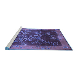 Sideview of Machine Washable Oriental Blue Asian Inspired Rug, wshtr58blu