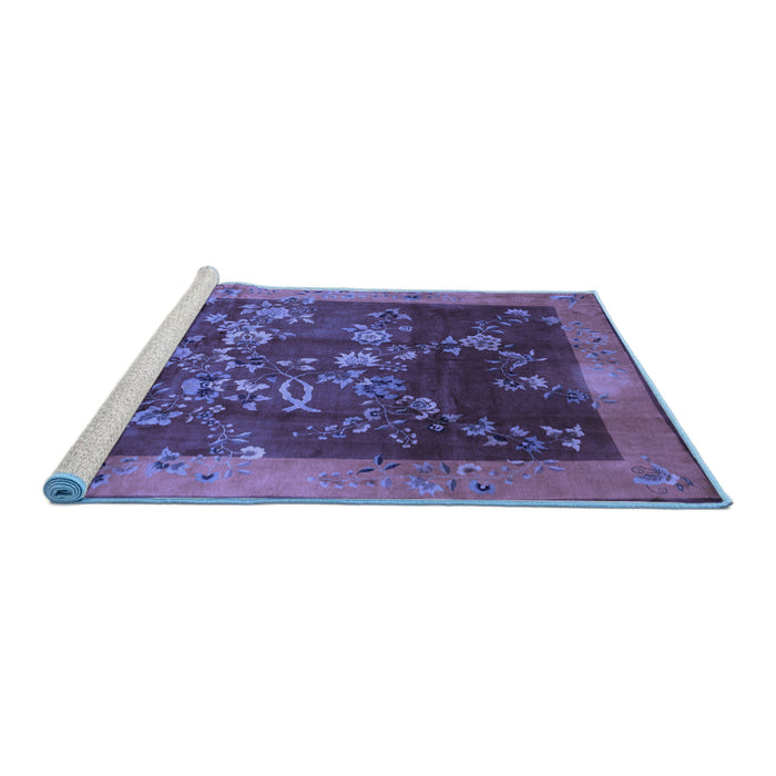 Sideview of Machine Washable Oriental Blue Asian Inspired Rug, wshtr58blu