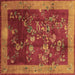 Square Machine Washable Oriental Brown Asian Inspired Rug, wshtr58brn