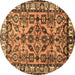 Round Machine Washable Persian Brown Traditional Rug, wshtr590brn