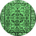 Round Machine Washable Persian Emerald Green Traditional Area Rugs, wshtr590emgrn