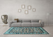 Machine Washable Persian Light Blue Traditional Rug in a Living Room, wshtr590lblu