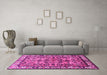 Machine Washable Persian Pink Traditional Rug in a Living Room, wshtr590pnk