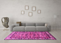 Machine Washable Persian Pink Traditional Rug, wshtr590pnk