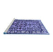 Sideview of Machine Washable Persian Blue Traditional Rug, wshtr590blu