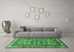 Machine Washable Persian Emerald Green Traditional Area Rugs in a Living Room,, wshtr590emgrn