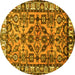 Round Persian Yellow Traditional Rug, tr590yw