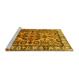 Sideview of Machine Washable Persian Yellow Traditional Rug, wshtr590yw