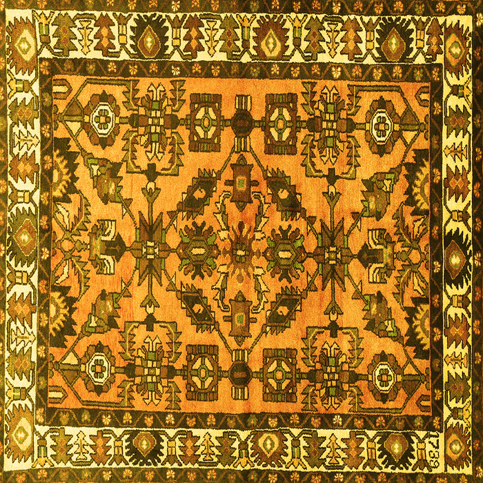 Square Machine Washable Persian Yellow Traditional Rug, wshtr590yw