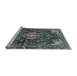 Sideview of Machine Washable Persian Light Blue Traditional Rug, wshtr591lblu