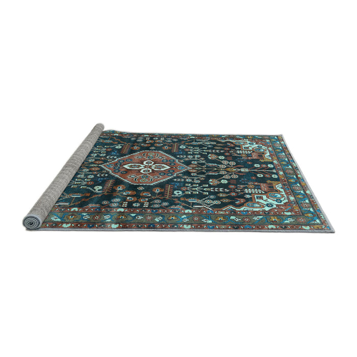 Sideview of Machine Washable Persian Light Blue Traditional Rug, wshtr591lblu