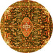 Round Persian Yellow Traditional Rug, tr591yw