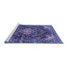 Sideview of Machine Washable Persian Blue Traditional Rug, wshtr591blu