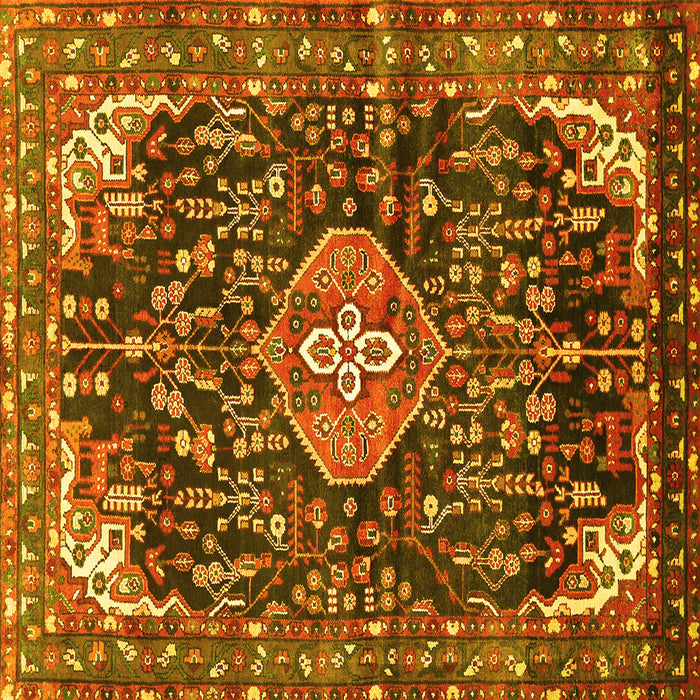 Square Persian Yellow Traditional Rug, tr591yw