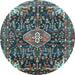 Round Machine Washable Persian Light Blue Traditional Rug, wshtr591lblu