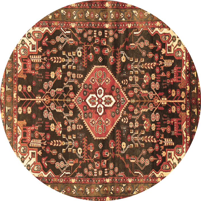 Round Persian Brown Traditional Rug, tr591brn