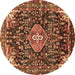 Round Persian Brown Traditional Rug, tr591brn