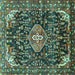 Square Persian Turquoise Traditional Rug, tr591turq