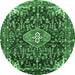 Round Persian Emerald Green Traditional Rug, tr591emgrn