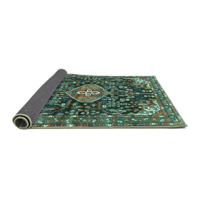 Sideview of Persian Turquoise Traditional Rug, tr591turq