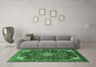 Machine Washable Persian Emerald Green Traditional Area Rugs in a Living Room,, wshtr591emgrn