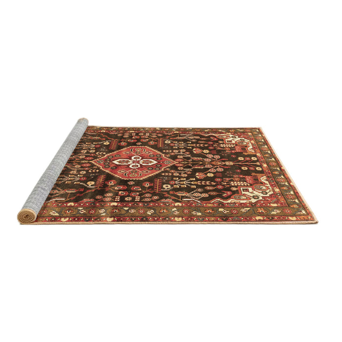 Sideview of Machine Washable Persian Brown Traditional Rug, wshtr591brn
