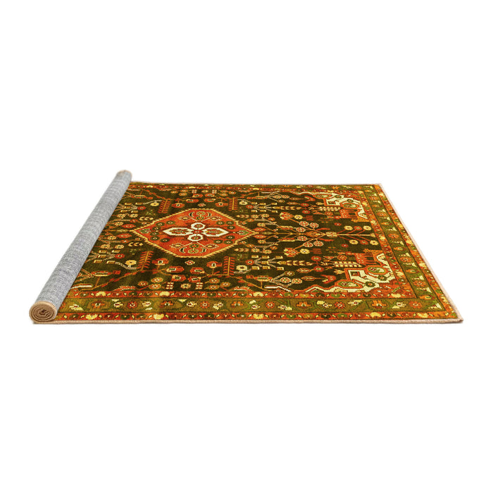Sideview of Machine Washable Persian Yellow Traditional Rug, wshtr591yw