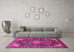 Machine Washable Persian Pink Traditional Rug in a Living Room, wshtr591pnk