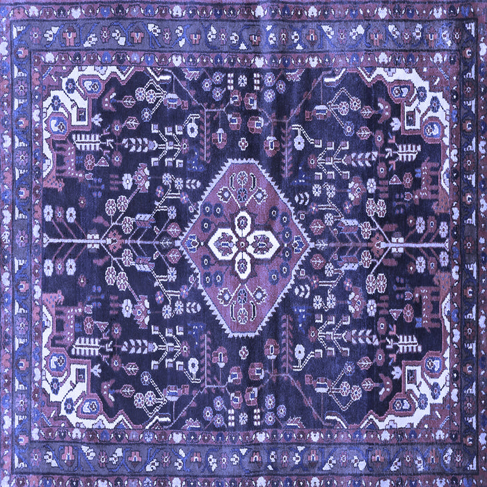 Square Machine Washable Persian Blue Traditional Rug, wshtr591blu