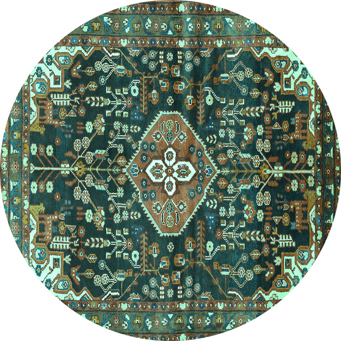 Round Persian Turquoise Traditional Rug, tr591turq
