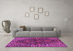 Machine Washable Persian Purple Traditional Area Rugs in a Living Room, wshtr592pur