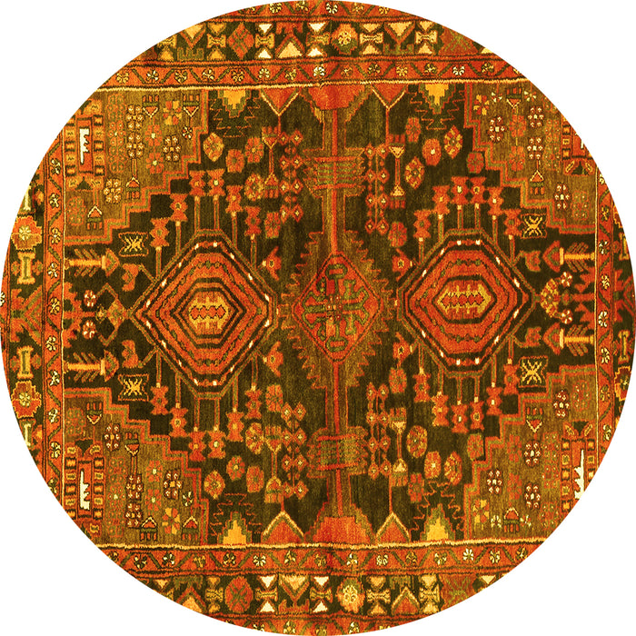 Round Persian Yellow Traditional Rug, tr592yw