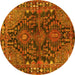 Round Persian Yellow Traditional Rug, tr592yw