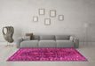 Machine Washable Persian Pink Traditional Rug in a Living Room, wshtr592pnk