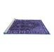 Sideview of Machine Washable Persian Blue Traditional Rug, wshtr592blu