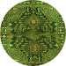 Square Persian Green Traditional Rug, tr592grn