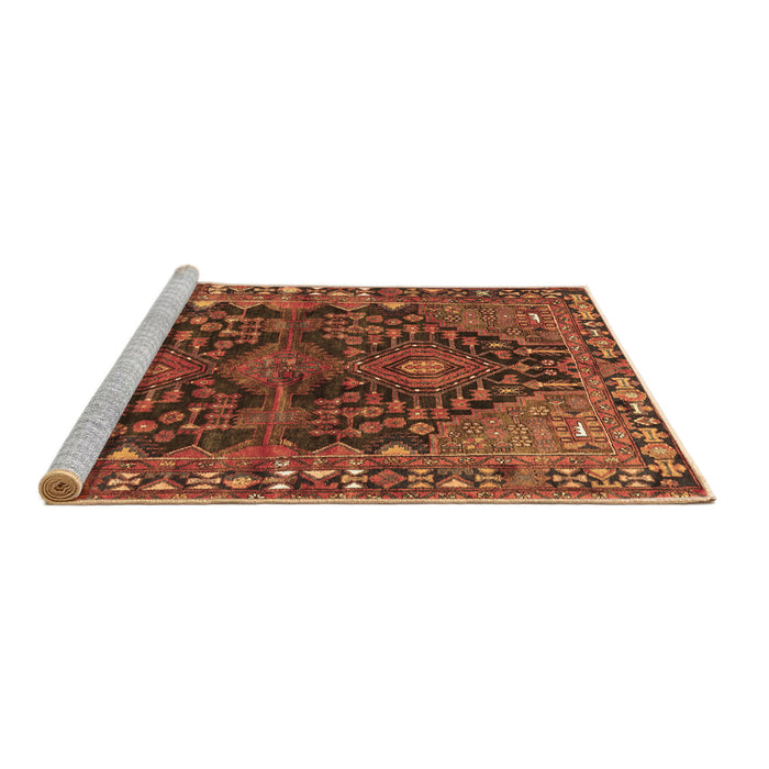 Sideview of Machine Washable Persian Brown Traditional Rug, wshtr592brn