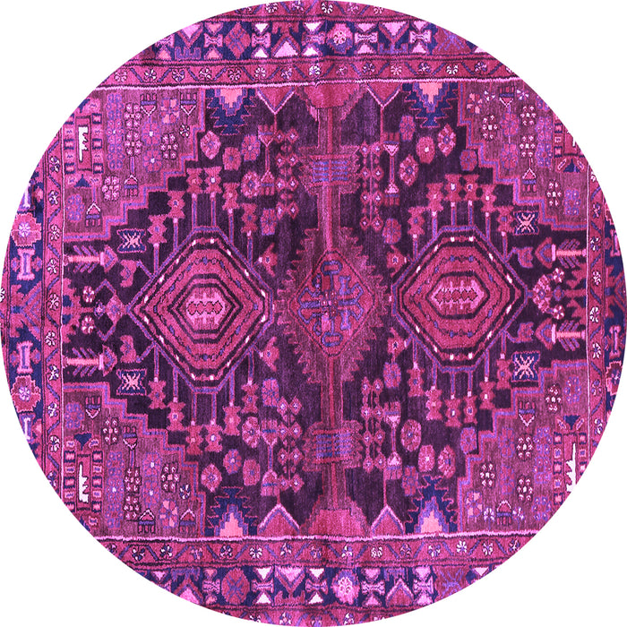 Round Persian Purple Traditional Rug, tr592pur