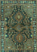 Machine Washable Persian Turquoise Traditional Area Rugs, wshtr592turq