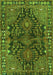 Serging Thickness of Machine Washable Persian Green Traditional Area Rugs, wshtr592grn