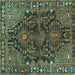 Square Machine Washable Persian Turquoise Traditional Area Rugs, wshtr592turq