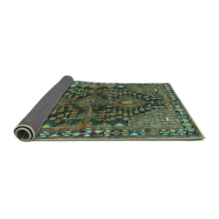 Sideview of Persian Turquoise Traditional Rug, tr592turq