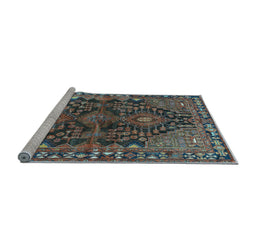 Sideview of Machine Washable Persian Light Blue Traditional Rug, wshtr592lblu